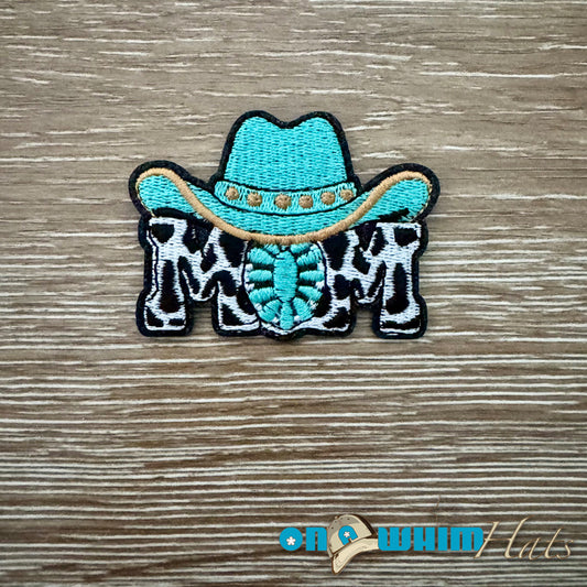 Western Turquoise Cowgirl Mama Iron-On Patch