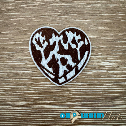 Cow Print Heart Iron-On Patch