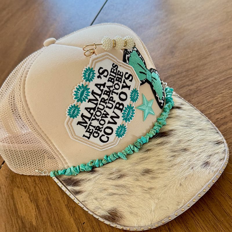 On A Whim Hats Ultimate Western Handmade Trucker Hat with Genuine Cowhide Brim