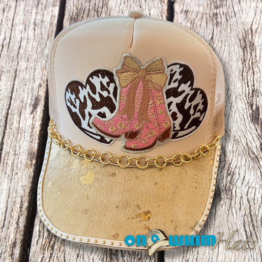 Western Sass Handmade Trucker Hat with Genuine Cowhide Brim