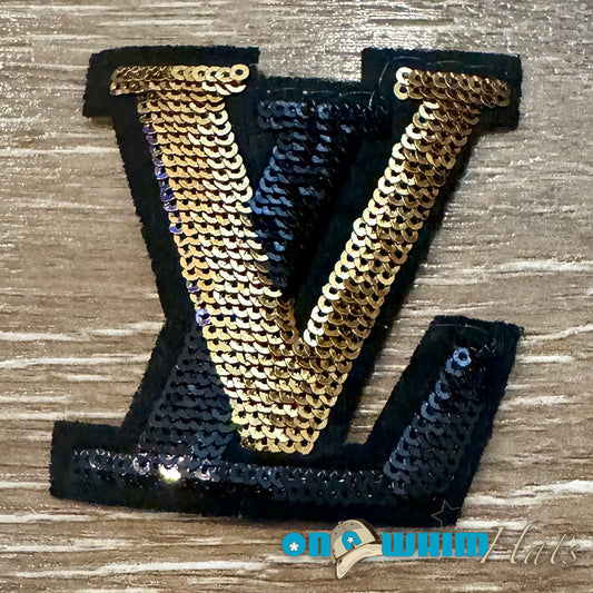 LV Sequin Designer Inspired Iron-On Patch