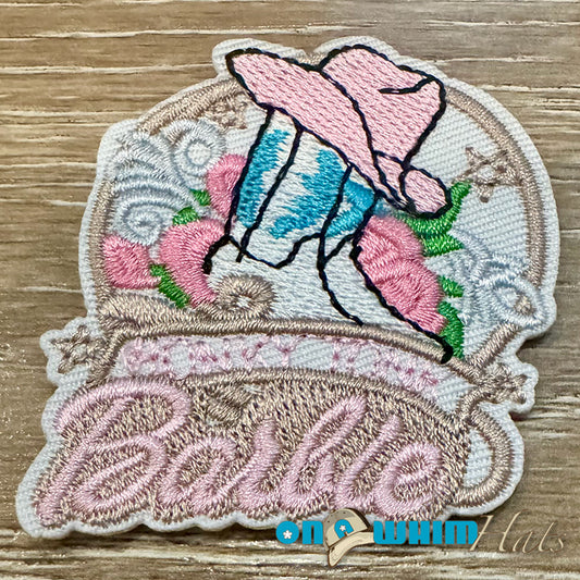 Western Barbie Embroidered Iron-On Patch