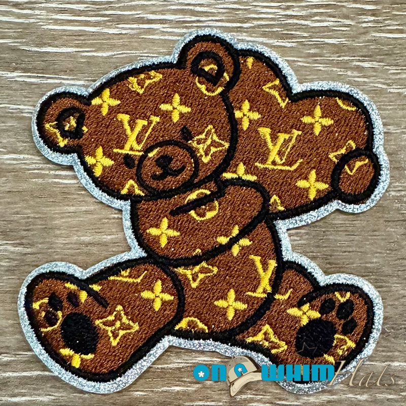 Designer Inspired LV Teddy Bear Heart Embroidered Patch
