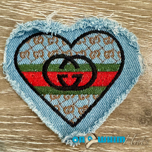 Gucci Denim Heart Designer Inspired Sew-On Patch