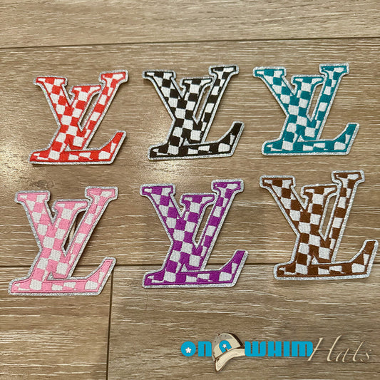 Designer Inspired LV Checkered Emblem Embroidered Patch