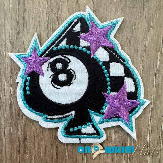 Western Eightball Embroidered Iron-On Patch