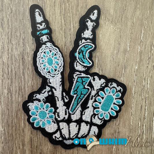 Western Skull Hand Embroidered Iron-On Patch