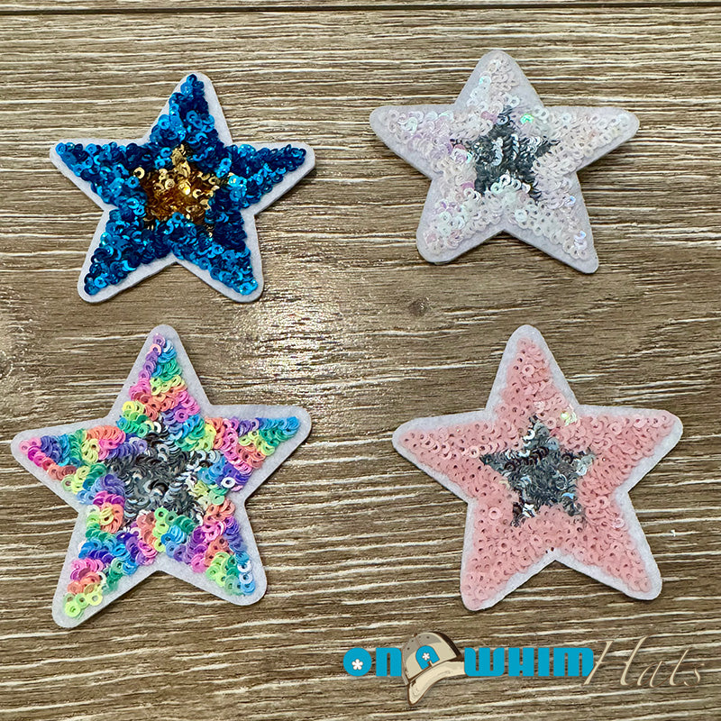 Sequin Star Iron-On Patches