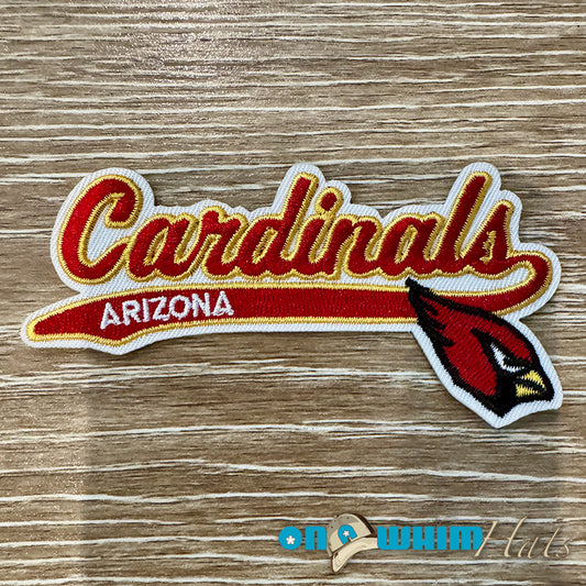 Cardinals Script Embroidered Iron-On Patch