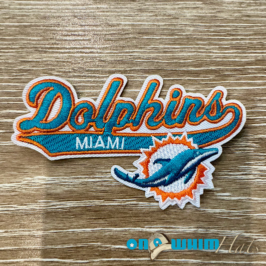 Miami Dolphins Script Embroidered Iron-On Patch