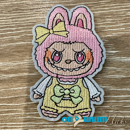 La Bubu with Yellow Bow Embroidered Iron-On Patch