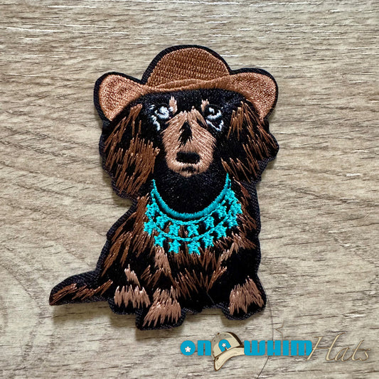 Dachshund Cowboy Embroidered Iron-On Patch