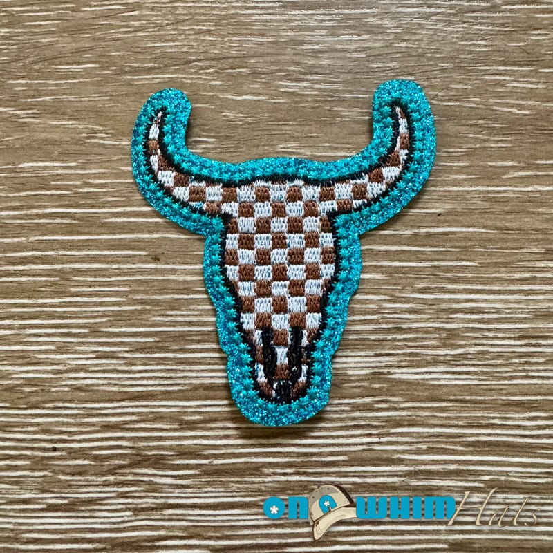 On A Whim Hats Glitter Steer Head Iron-On Patch