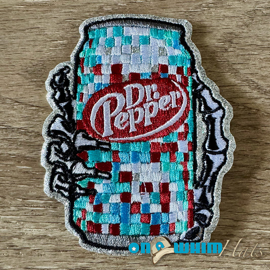 Dr Pepper Skull Hand Iron-On Patch