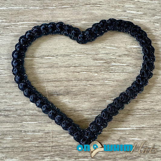 Small Black Rope Heart Embroidered Iron-On Patch