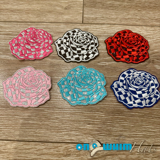 Checkered Rose Iron-On Patch