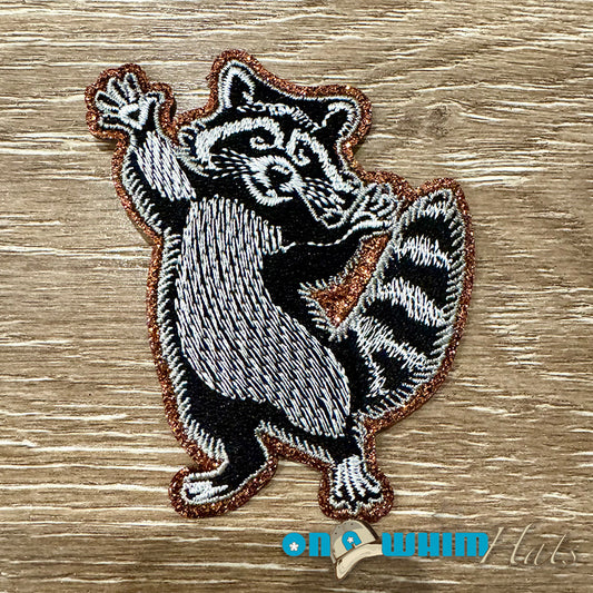 Sassy Raccoon Embroidered Iron-On Patch