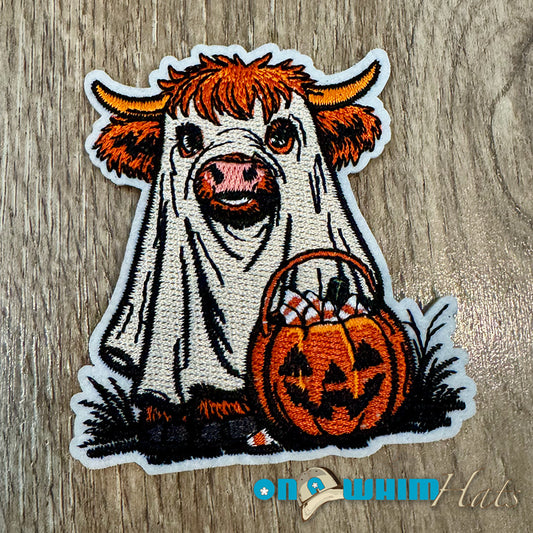 Ghost Highland Cow Iron-On Patch