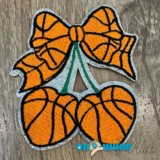 Basketball Cherry Embroidered Iron-On Patch