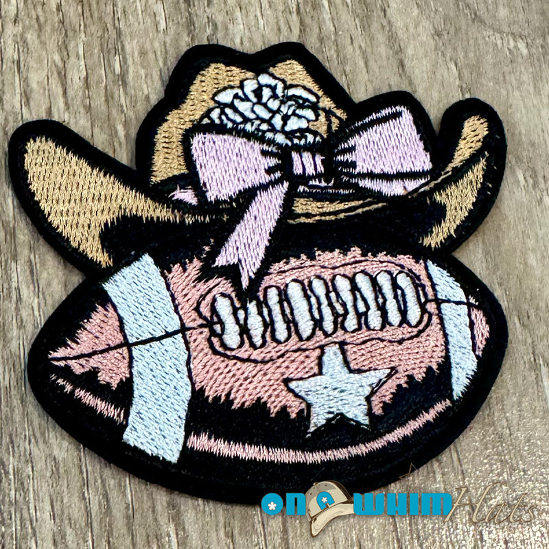 Football Cowgirl Embroidered Iron-On Patch