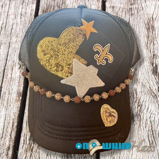 Saints Black Trucker Hat