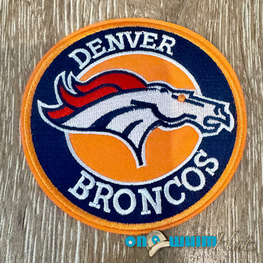 Broncos 4"x4" Round Embroidered Iron-On Patch