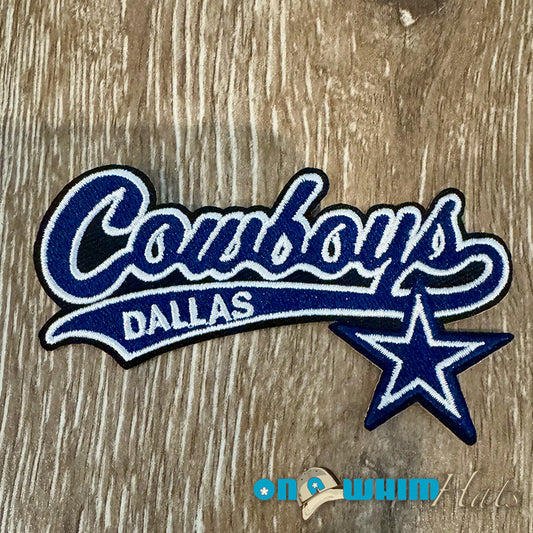 Cowboys Script Embroidered Iron-On Patch