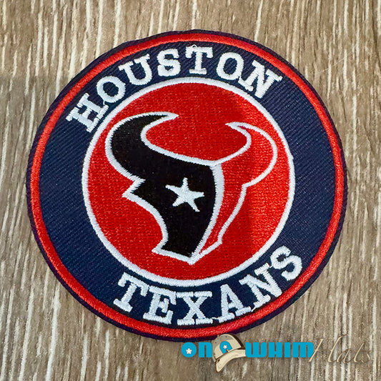 Texans 4"x4"  Round Football Embroidered Iron-On Patch