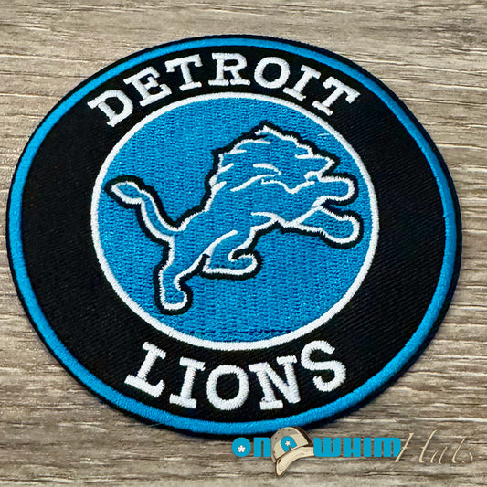 Lions Round Football Embroidered Iron-On Patch