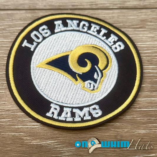 Rams Round Embroidered Iron-On Patch