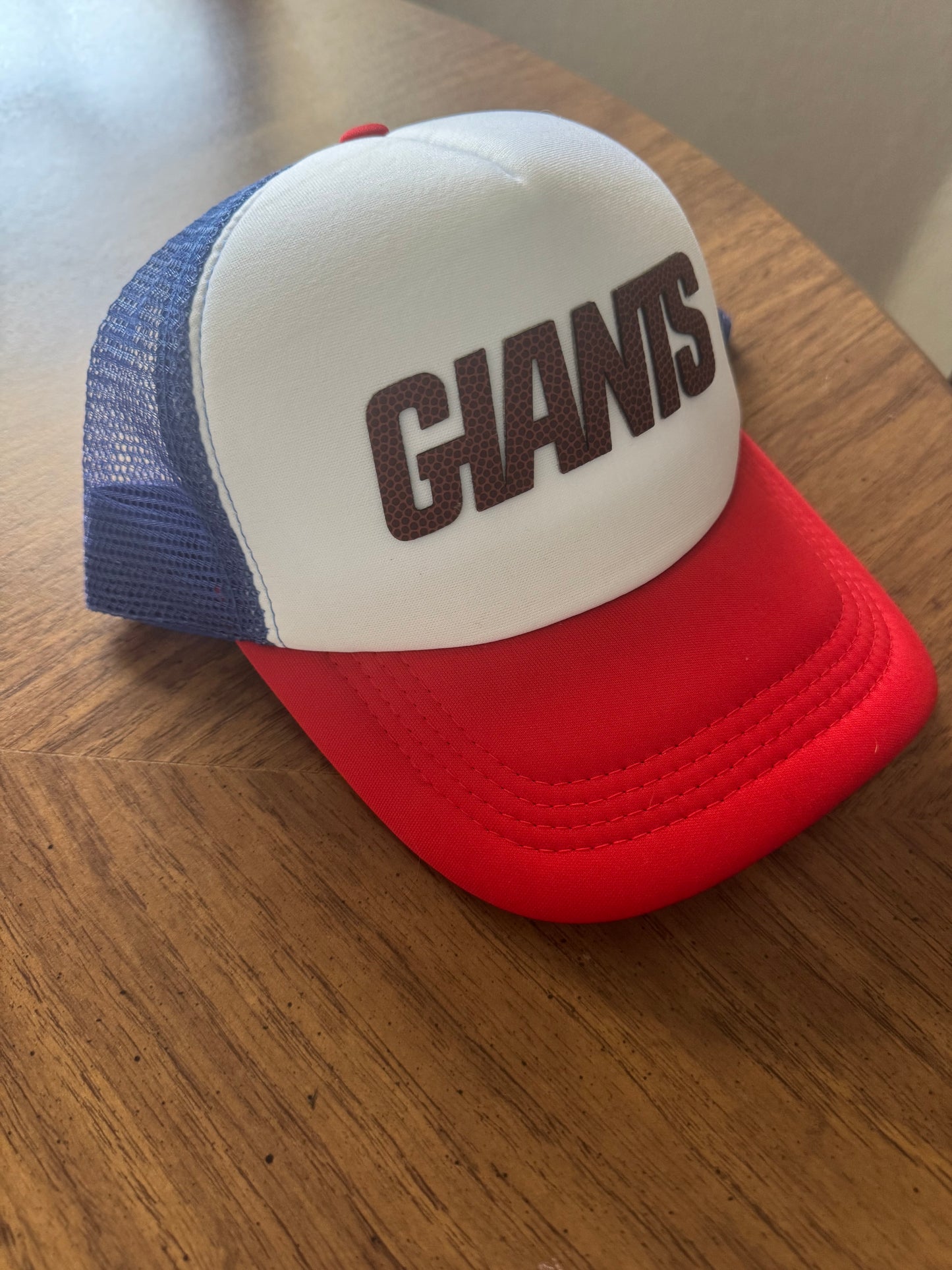 Leather Logo Giants Trucker Hat