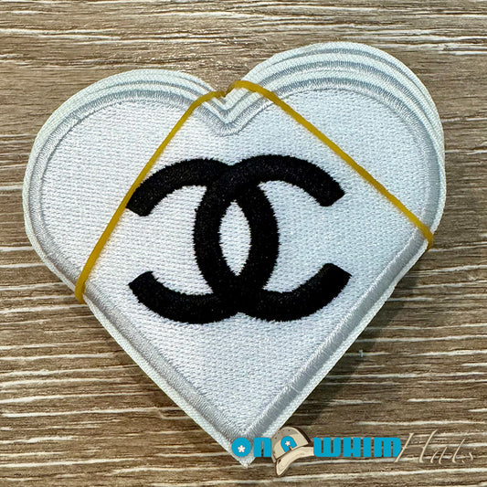 Designer Inspired Chanel Heart Embroidered Iron-On Patch