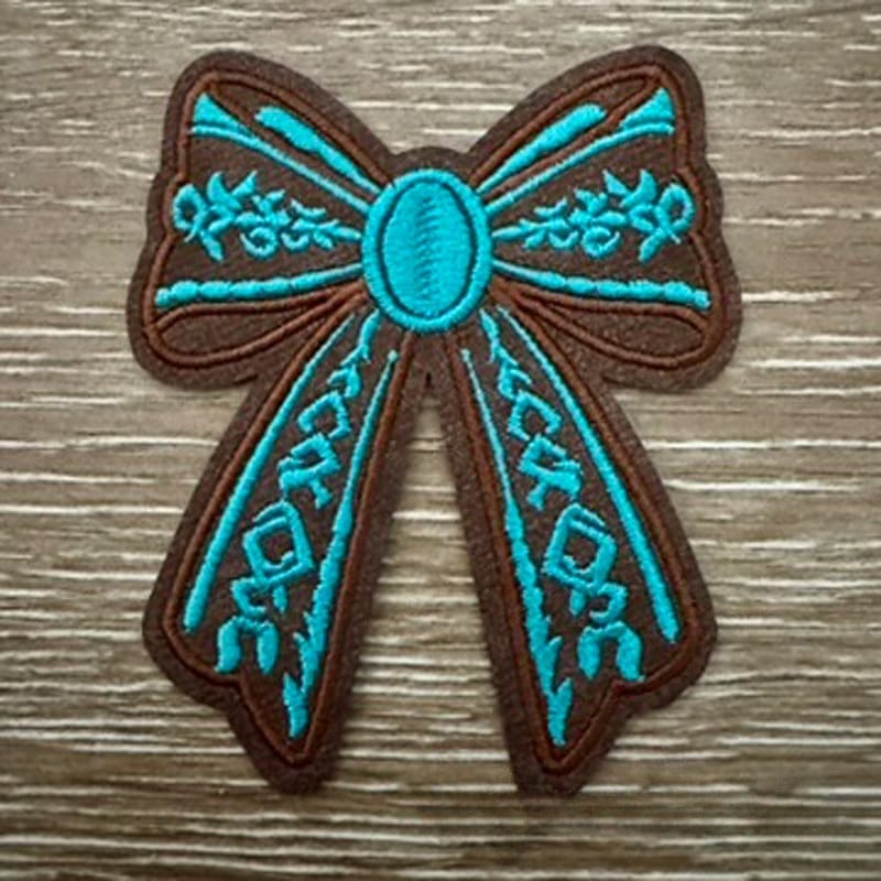 On A Whim Hats Gorgeous Western Bow Leather Iron-On Patch