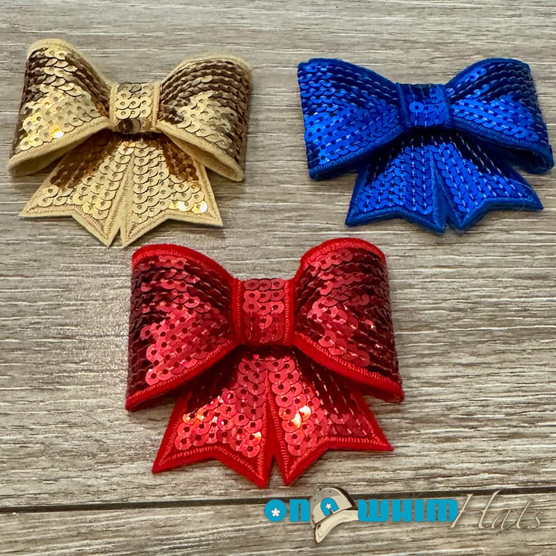 On A Whim Hats 3-D Sequin Bows Iron-On Patches