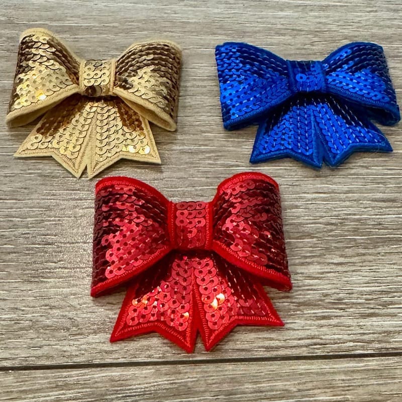 On A Whim Hats 3-D Sequin Bows Iron-On Patches
