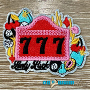On A Whim Hats 777 Embroidered Iron-On Patch
