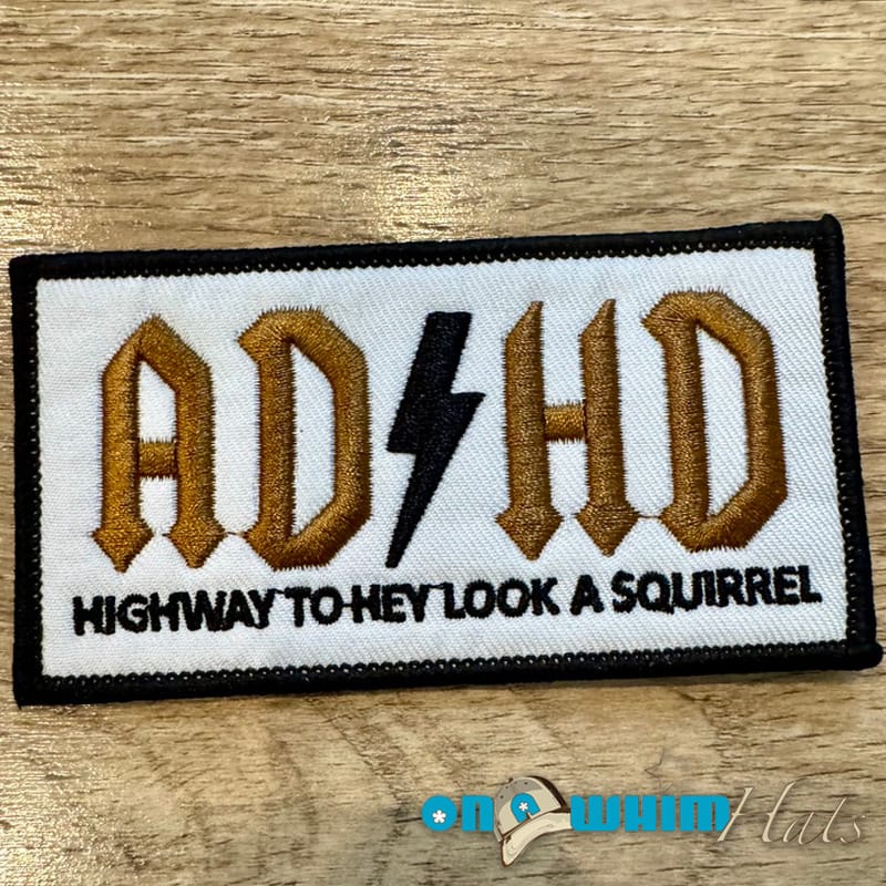 On A Whim Hats ADHD Embroidered Iron-On Patch