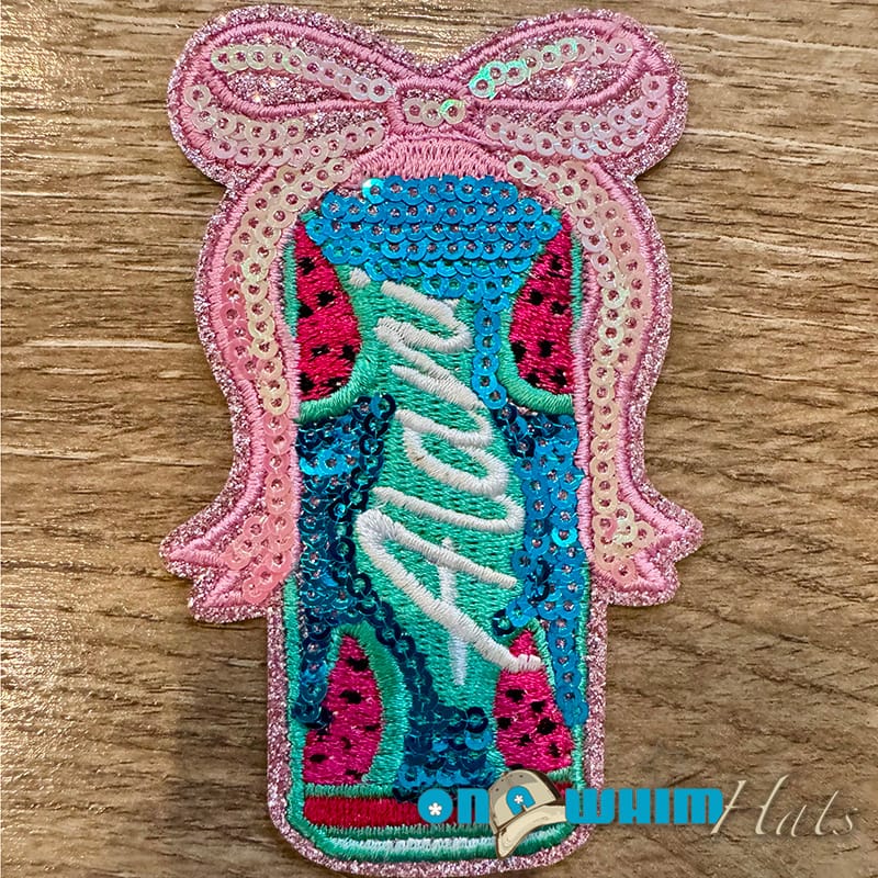 On A Whim Hats Alani Watermelon Sequin Iron-On Patch