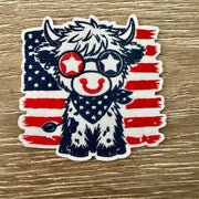 On A Whim Hats America Highland Cow Iron-On Patch