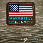 On A Whim Hats America Leather Iron-On Patch