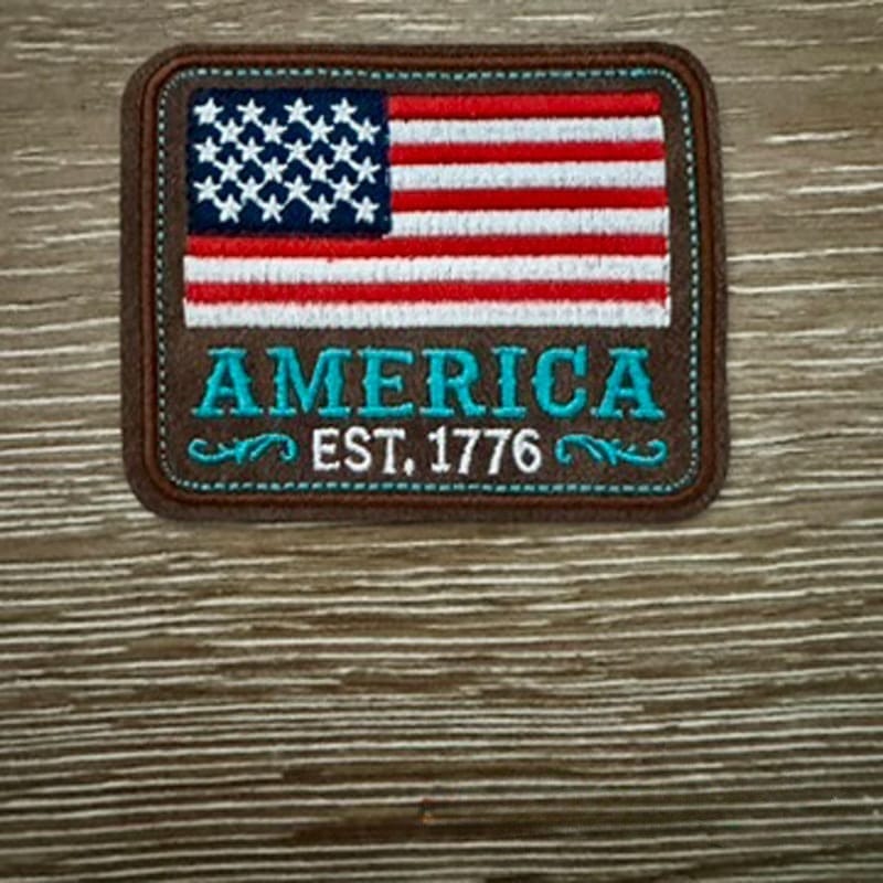 On A Whim Hats America Leather Iron-On Patch