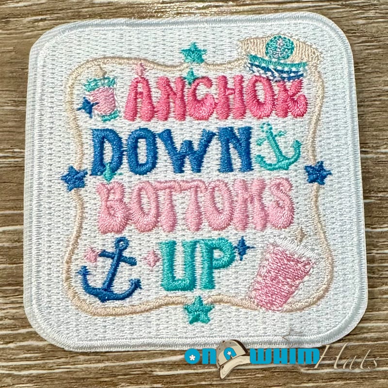 On A Whim Hats Anchor Down Embroidered Iron-On Patch