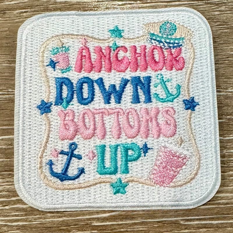 On A Whim Hats Anchor Down Embroidered Iron-On Patch