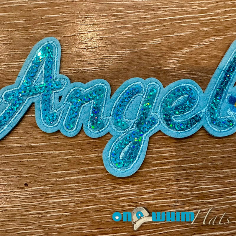 On A Whim Hats Angel Embroidered Iron-On Patch