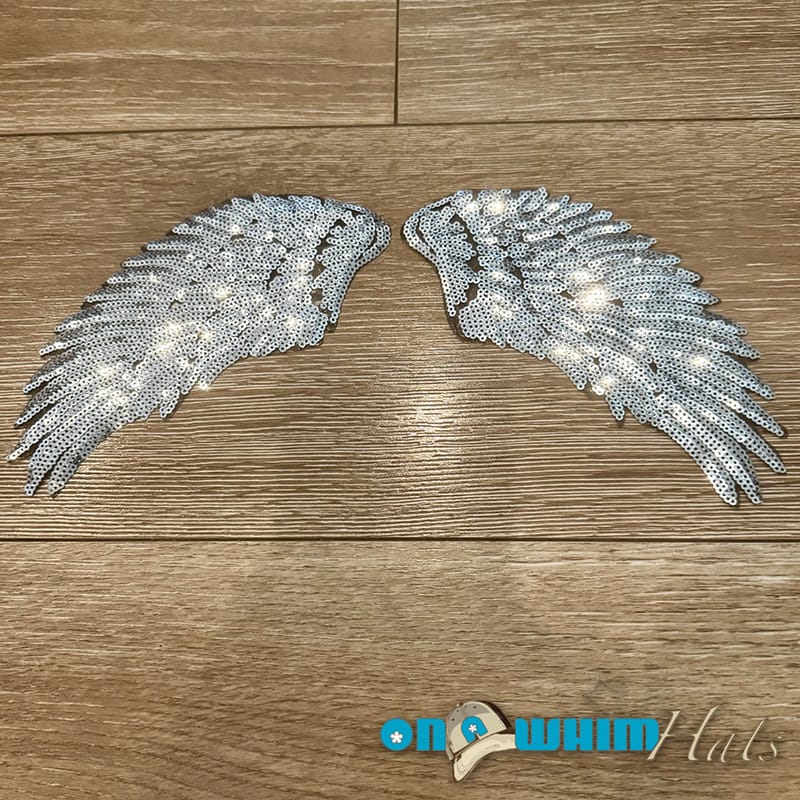 On A Whim Hats Angel Wings Sequin Iron-On Patch (multiple colors available)
