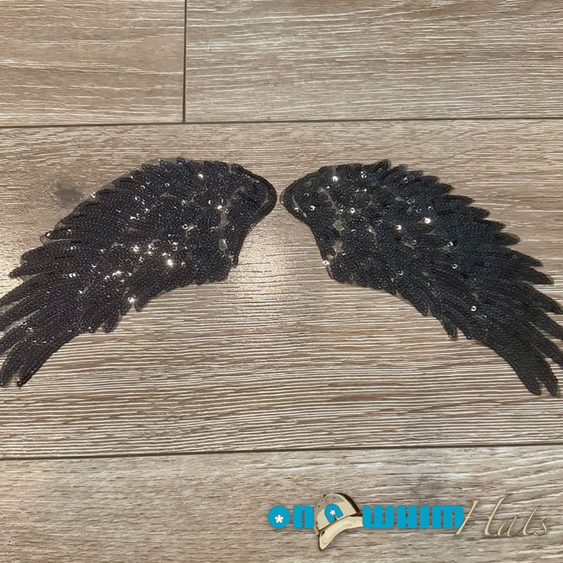 On A Whim Hats Angel Wings Sequin Iron-On Patch (multiple colors available)