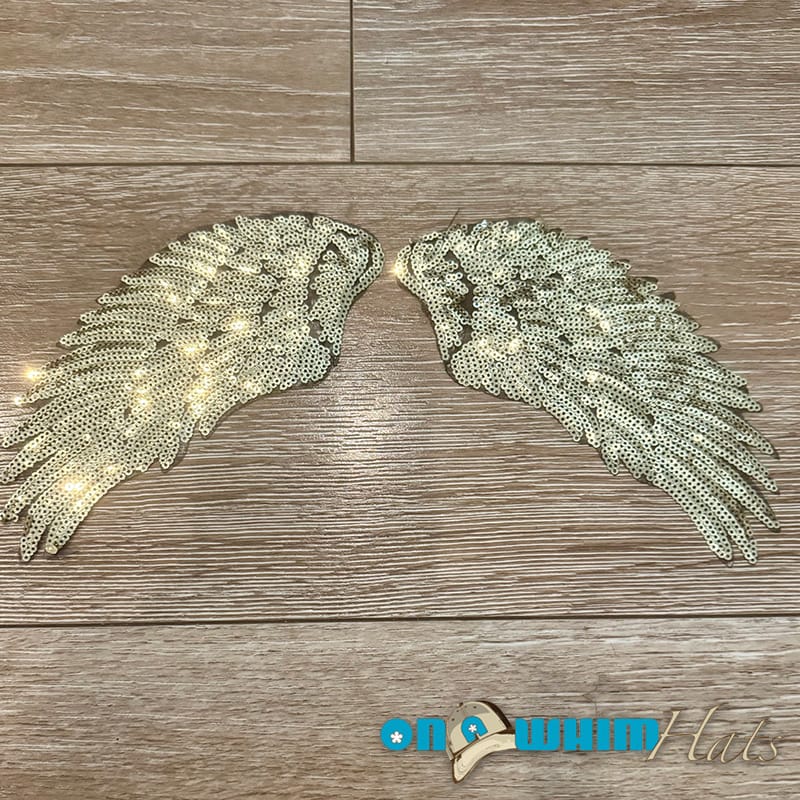 On A Whim Hats Angel Wings Sequin Iron-On Patch (multiple colors available)