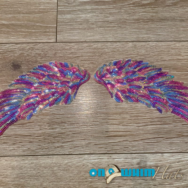 On A Whim Hats Angel Wings Sequin Iron-On Patch (multiple colors available)