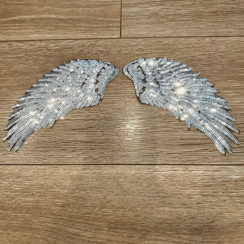 On A Whim Hats Angel Wings Sequin Iron-On Patch (multiple colors available)