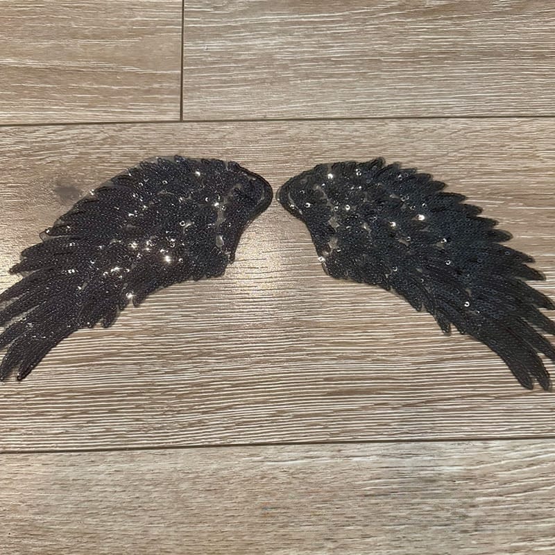 On A Whim Hats Angel Wings Sequin Iron-On Patch (multiple colors available)